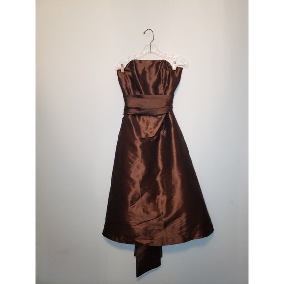 Bill Levkoff Dresses & Skirts - Bill Levkoff Women 6 Semi Formal Dress Brown Waist Sash Strapless Midi  Shimmer